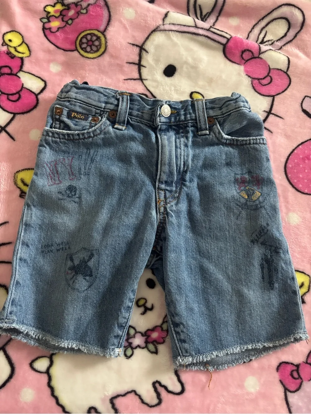 Ralph Lauren Light Blue Denim Kids Shorts in with Crest Accents